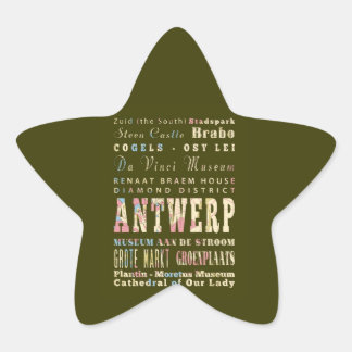 Attractions & Famous Places of Antwerp, Belgium. Star Sticker