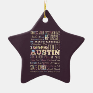 Attractions & Famous Places of Austin, Texas. Ceramic Ornament