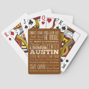 Attractions & Famous Places of  Austin, Texas. Playing Cards