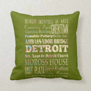 Attractions & Famous Places of Detroit, Michigan. Cushion