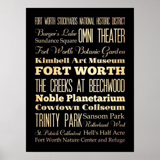 Attractions & Famous Places of Fort Worth, Texas Poster (Front)