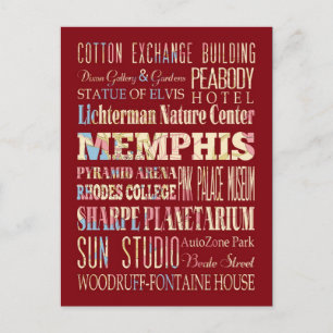 Attractions & Famous Places of Memphis, Tennessee. Postcard