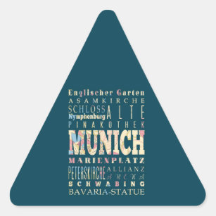 Attractions & Famous Places of Munich,Germany. Triangle Sticker