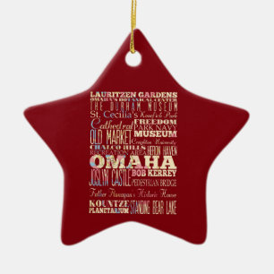 Attractions & Famous Places of Omaha, Nebraska. Ceramic Ornament