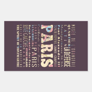 Attractions & Famous Places of Paris, France. Rectangular Sticker