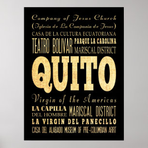 Attractions & Famous Places of Quito, Ecuador Poster