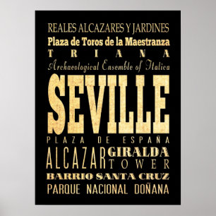 Attractions & Famous Places of  Seville, Spain Poster