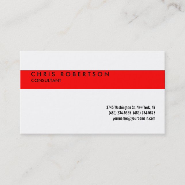 Attractive Black White Red Stripe Business Card (Front)