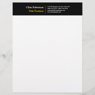 Attractive Black Yellow White Modern Minimalist Custom Letterhead