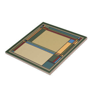 Attractive Bold Arts & Crafts Geometric Pattern Ceramic Tile