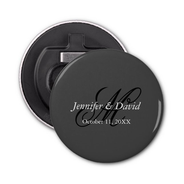 Attractive Calligraphy Monogram Wedding Bottle Opener (Front)