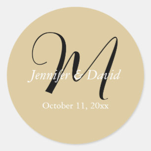 Attractive Calligraphy Monogram Wedding Classic Round Sticker