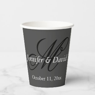 Attractive Calligraphy Monogram Wedding Paper Cups