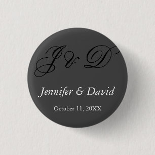 Attractive Calligraphy Script Monogram Wedding 3 Cm Round Badge
