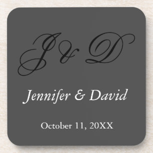 Attractive Calligraphy Script Monogram Wedding Coaster