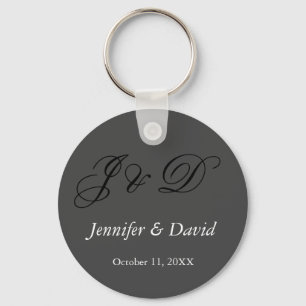 Attractive Calligraphy Script Monogram Wedding Key Ring