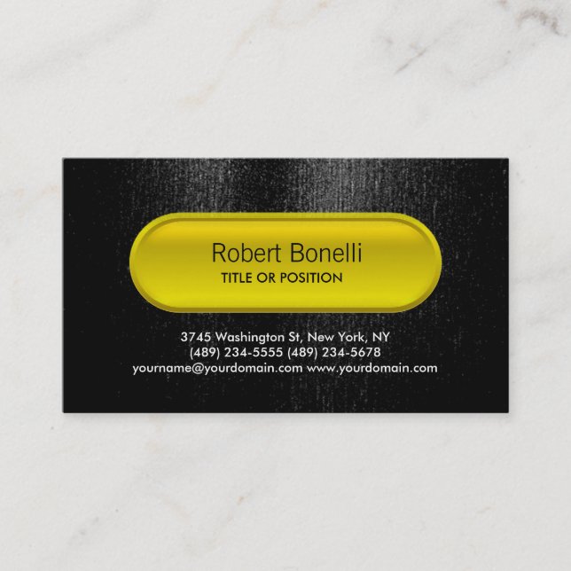 Attractive Charm Black Yellow Button Business Card (Front)