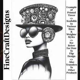 Attractive Chic Steampunk Woman AC7 Decoupage Tissue Paper
