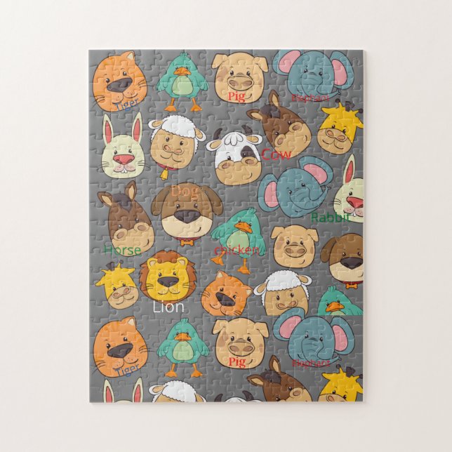 Attractive colourful big safari cute baby animals jigsaw puzzle (Vertical)