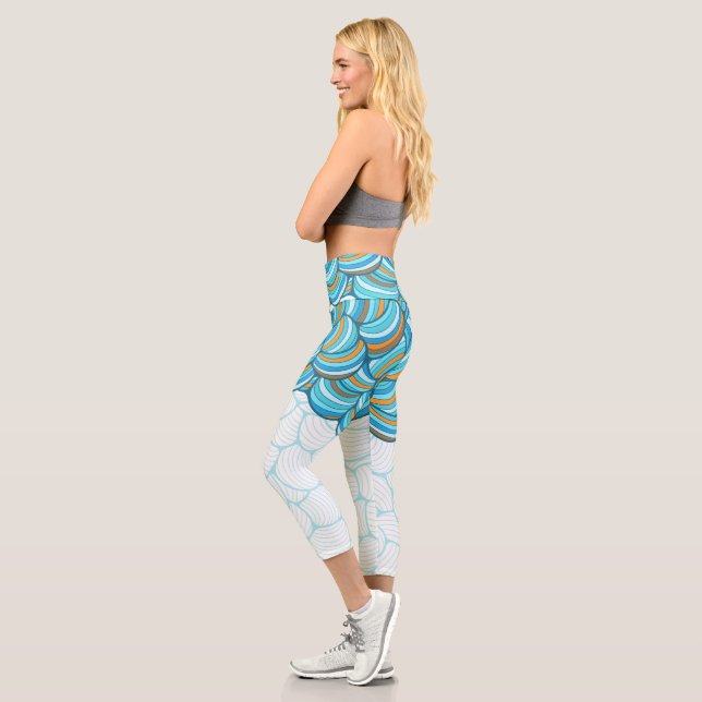 Attractive cute abstract pattern l Exercise blue Capri Leggings (Left)