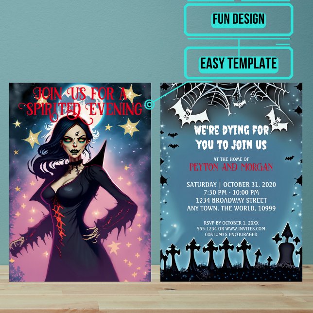 Attractive Female Vampire Halloween Party Invitation (Use these awesome invitations to get your guest in the mood right away. )