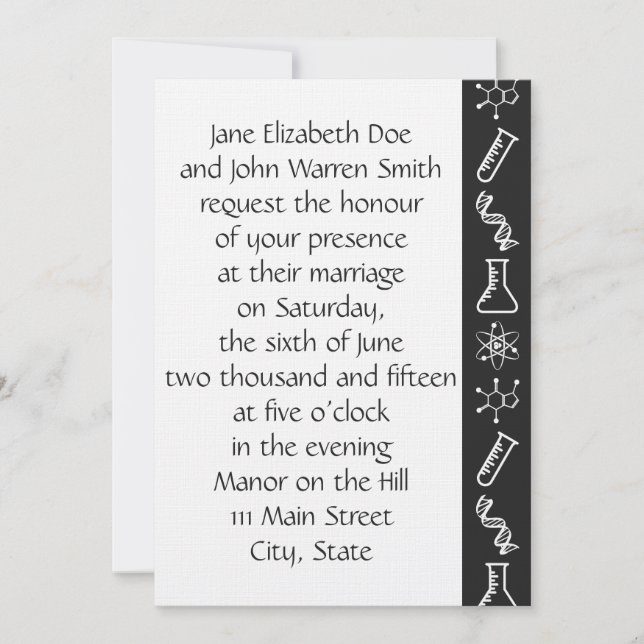 Attractive Forces in Black Wedding Invitation (Front)