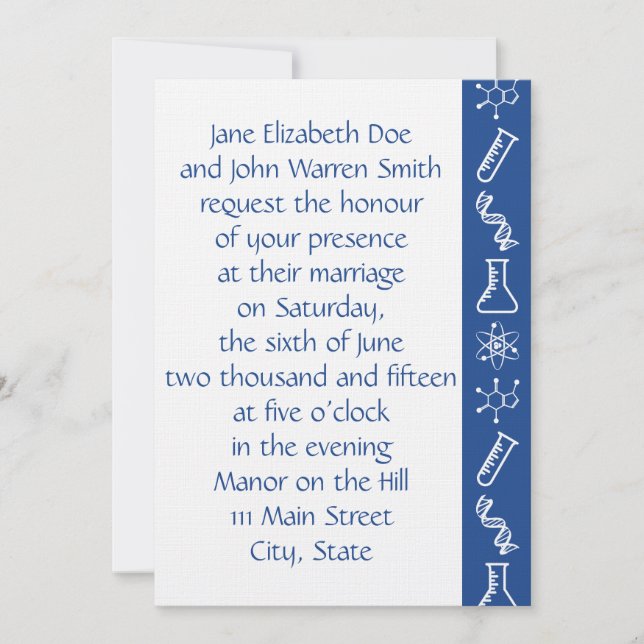 Attractive Forces in Blue Wedding Invitation (Front)
