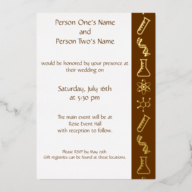 Attractive Forces in Chocolate Foil Invitation (Front)