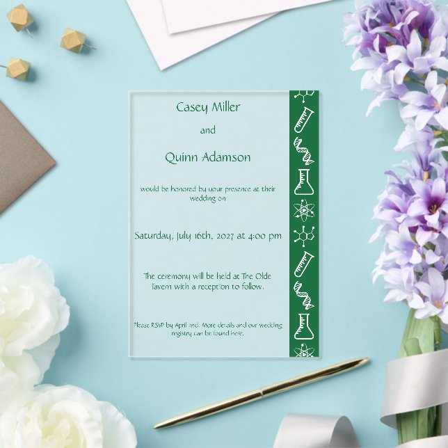Attractive Forces in Green Acrylic Wedding  Invitations (Insitu (Wedding))
