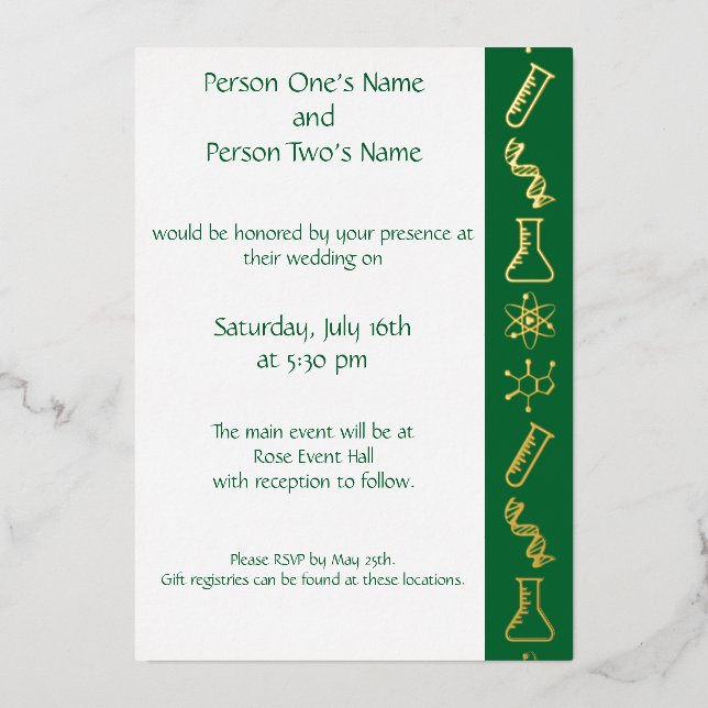 Attractive Forces in Green Foil Invitation (Front)