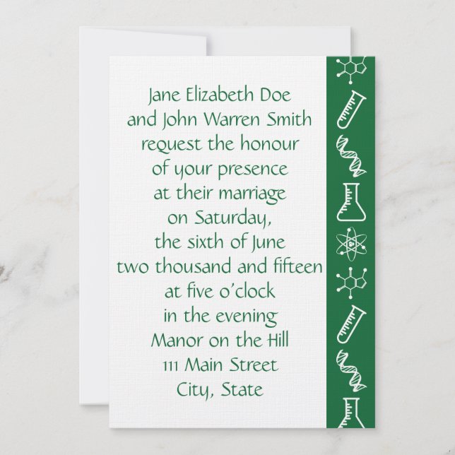 Attractive Forces in Green Wedding Invitation (Front)