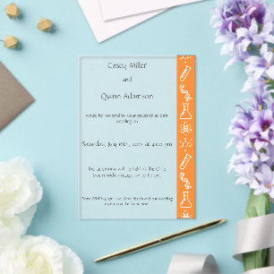 Attractive Forces in Orange Acrylic Wedding Invitations