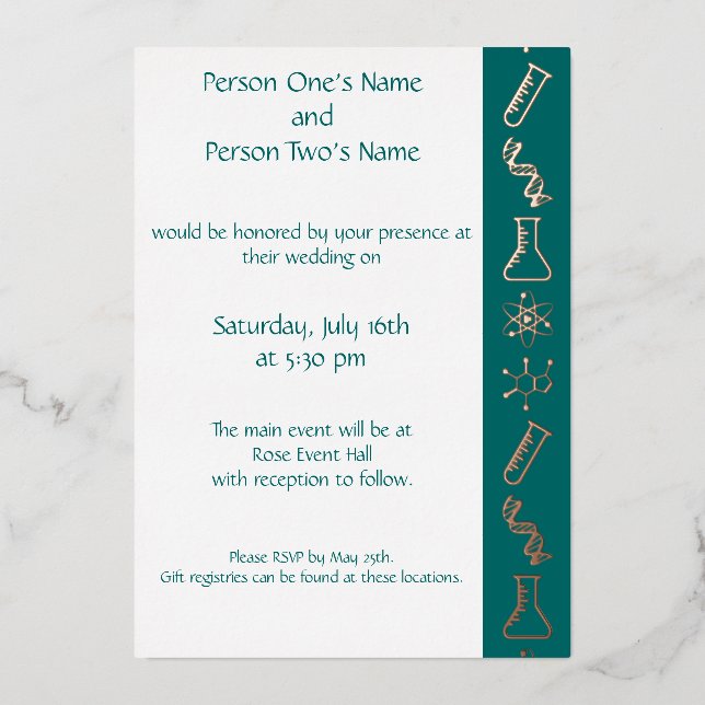 Attractive Forces in Teal Foil Invitation (Front)