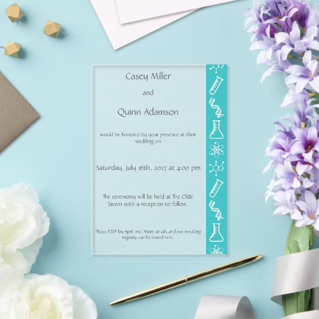 Attractive Forces in Turquoise Acrylic Wedding  Invitations (Insitu (Wedding))