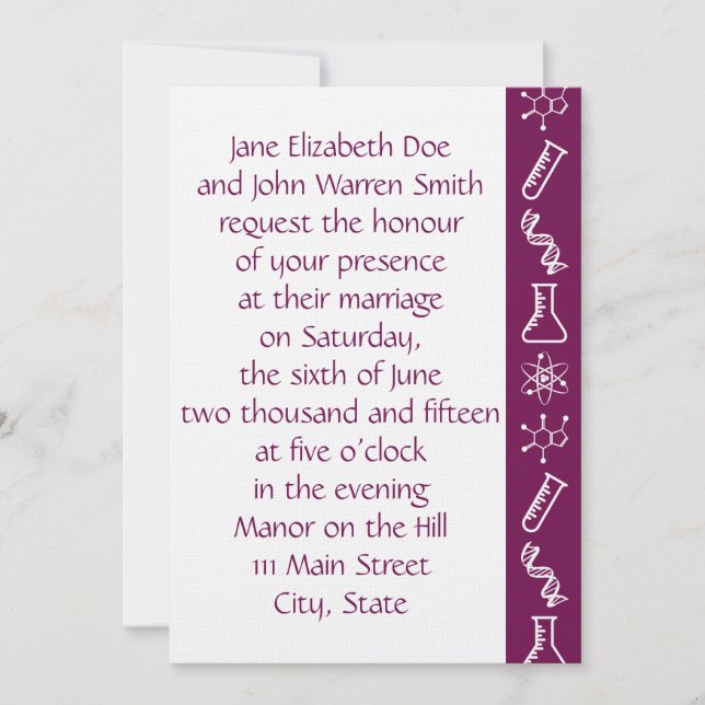 Attractive Forces in Wine Wedding Invitation (Front)