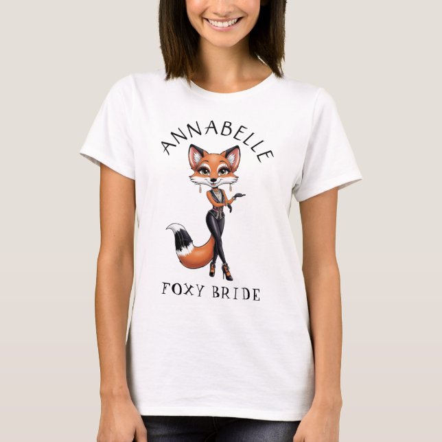 Attractive Foxy Bride | Bachelorette Party White T-Shirt (Front)