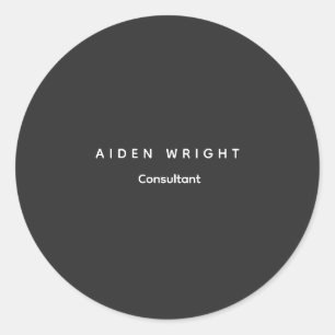 Attractive Grey Classical Minimalist Classic Round Sticker