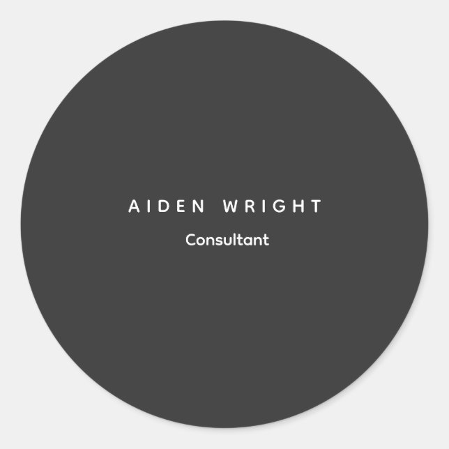 Attractive Grey Classical Minimalist Classic Round Sticker (Front)