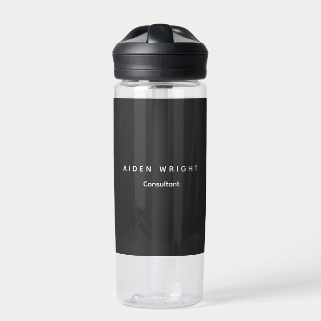 Attractive Grey Classical Minimalist Water Bottle (Front)