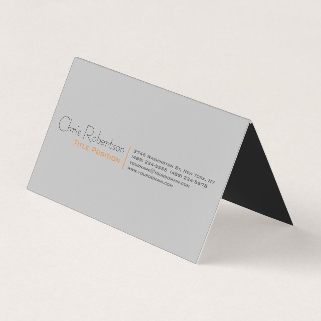 Attractive Grey Minimalist Modern Folded Business Card (Front)