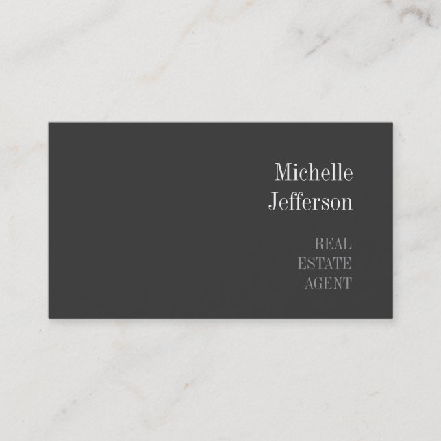 Attractive Grey Real Estate Agent Business Card (Front)