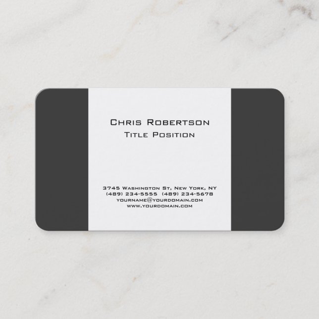 Attractive Grey White Charming Business Card (Front)