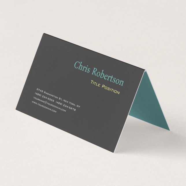 Attractive Grey Yellow Blue Chic Sharp Modern Business Card (Front)
