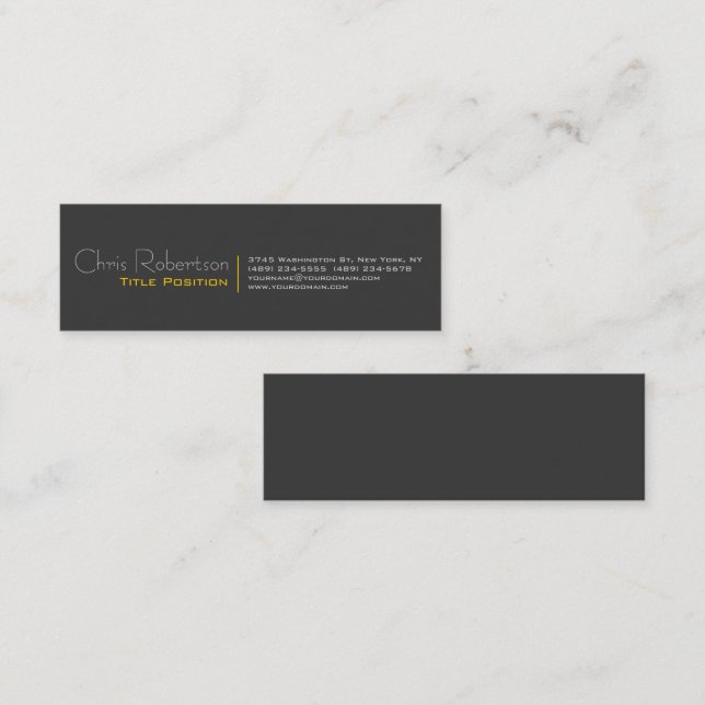 Attractive Grey Yellow Charming Mini Business Card (Front/Back)