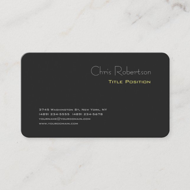 Attractive Grey Yellow Chic Sharp Modern Business Card (Front)