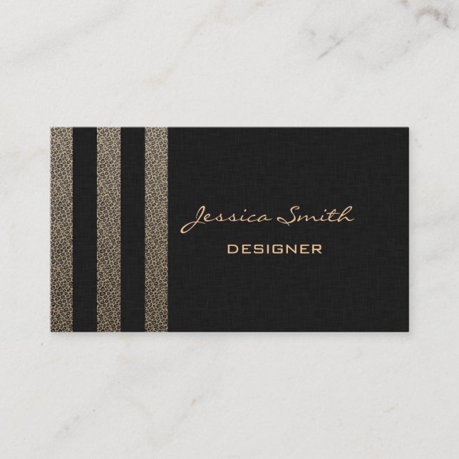 Attractive impressive leopard print stripes business card (Front)