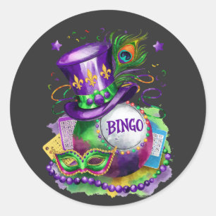 Attractive Mardi Gras Mix Bingo Costume Festive Classic Round Sticker