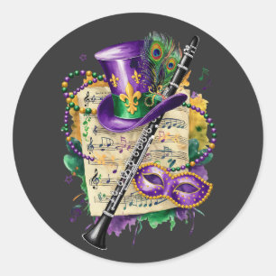 Attractive Mardi Gras Mix Clarinet Costume Festive Classic Round Sticker