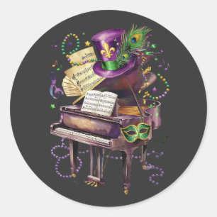 Attractive Mardi Gras Mix Piano Costume Festive Classic Round Sticker