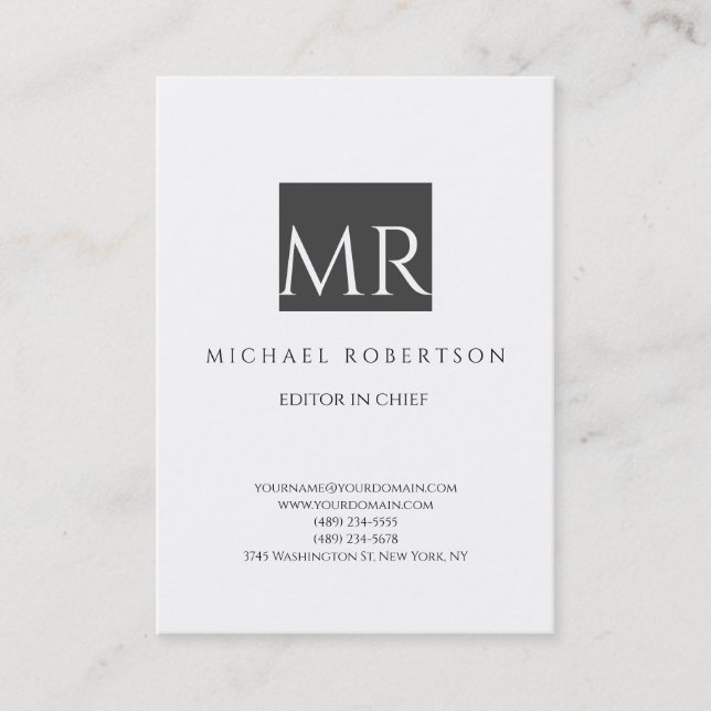 Attractive Monogram Black White Modern Business Card (Front)